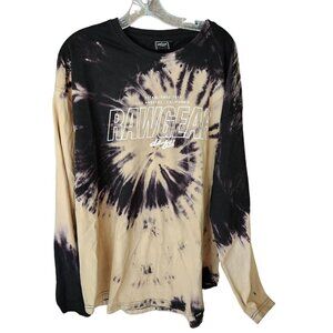 RAWGEAR T-shirt Men's XL‎ Tie Dye LONG SLEEVE TEE Curve Hem Raw Gear Print